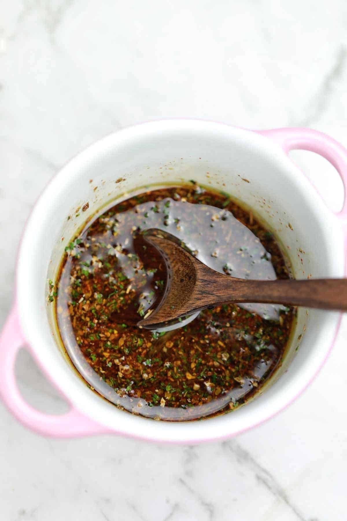 chicken marinade in a small bowl.