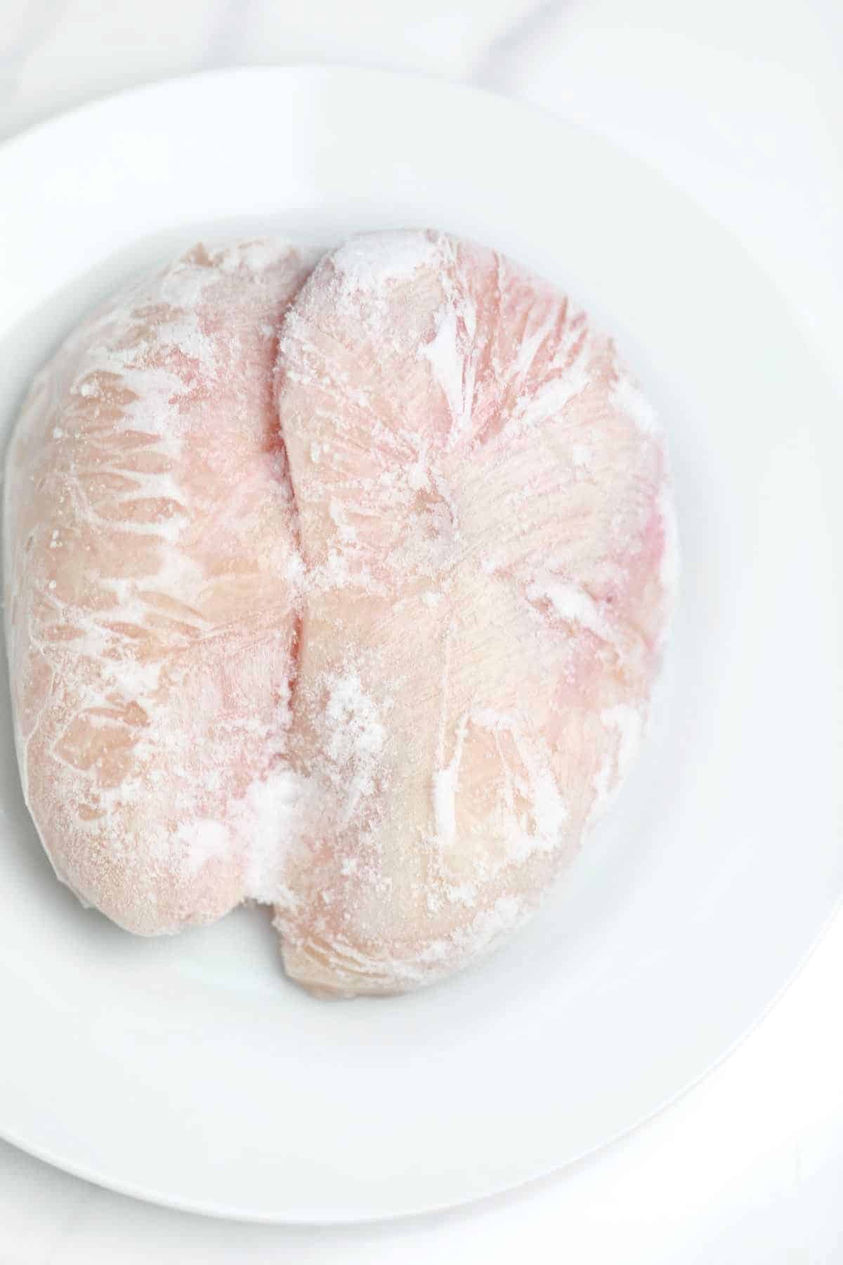 frozen chicken on a plate.